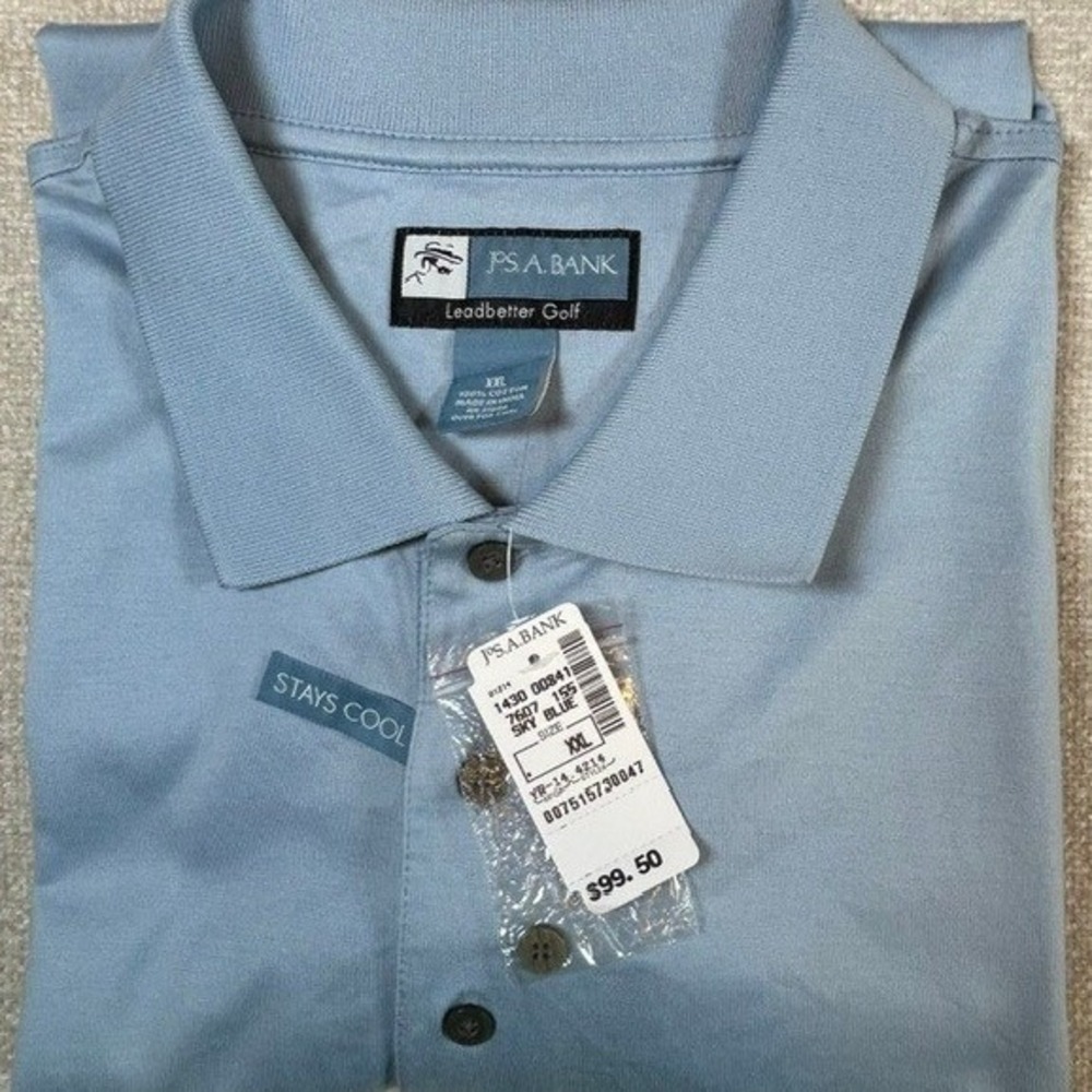 NWT Jos. A. Bank Men's Light Sky Blue Leadbetter Golf Polo Cotton‎ Shirt XXL $99
